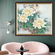 印花dmc棉线十字绣套件客厅，卧室餐厅中式花卉国画富贵牡丹花