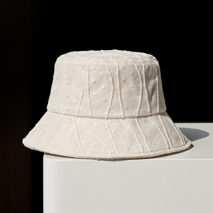 疯帽子 复古蕾丝法式波点渔夫帽子女 遮阳帽时尚优雅春夏防晒造型