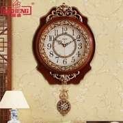中式复古挂钟客厅创意挂表家用时钟艺术装饰摆钟美式大气静音钟表