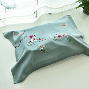 手绘禅意中式家用茶盘盖布巾棉亚麻茶桌台茶具防尘罩布多用长方形