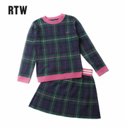 RTW童装2023春装新女童套装裙子儿童毛衣学院格子洋气两件套针织