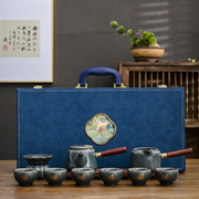 汝窑功夫茶具套装家用会客高档陶瓷茶壶盖碗茶杯礼盒装办公室整套