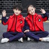 男女童秋冬季冲锋衣三件套英伦风园服小学生红色校服运动定制班服