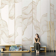 2023新中式水墨壁画客厅沙发电视背景墙壁纸卧室抽象线条影视墙布