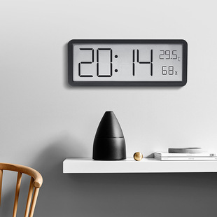 简约大屏时钟客厅挂钟温湿度钟表创意静音钟表摆台式数字钟