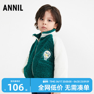 安奈儿童装男童短款棉衣2022冬中小童羊羔绒保暖外套冬季上衣