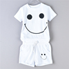 男女童亲子两件套92L75734创意笑脸舒适棉质短袖T恤+短裤休闲套装