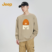 jeep吉普卫衣男春秋，款2024重磅休闲衣服，美式复古圆领上衣男士