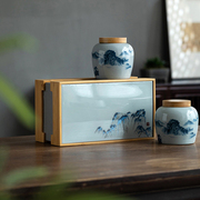 礼来高档竹盒陶瓷罐茶叶包装盒空礼盒茶罐江绿茶龙井茶茶叶盒包装