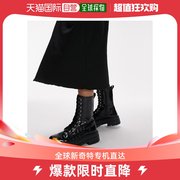 香港直邮潮奢 Topshop 女士 Karter 绑带漆皮鳄鱼纹靴子(黑色)