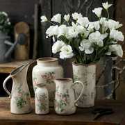 北欧田园风格陶瓷花瓶，创意复古做旧家居园艺摆件，餐桌干花水培器皿