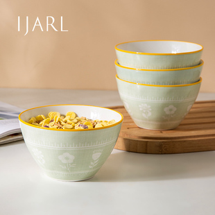 日式碗盘家用轻奢金边餐具套装北欧风格陶瓷饭碗汤碗菜盘子组合