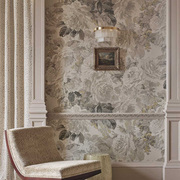 北欧法式壁纸美式复古做旧玫瑰大花墙布背景墙卧室壁布全屋高级感