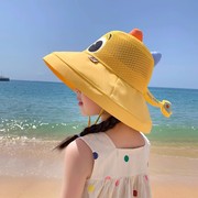 儿童帽子女童夏季防晒帽防紫外线遮阳帽男童可爱太阳帽户外渔夫帽