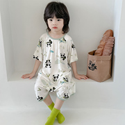 儿童连体睡衣夏季宝宝短袖睡袍莱赛尔，薄款防踢被男女童空调家居服