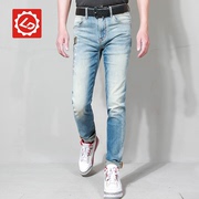 BB182唠叨夏季男士修身小脚牛仔裤撞色洗水薄款弹力舒适长裤