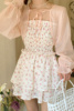 2022年夏季韩版气质网纱泡泡袖系带短款外搭粉色防晒衬衣开衫外套