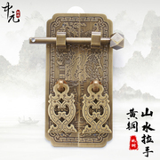 中式仿古纯黄铜拉手复古刻花，直条把手衣橱书，柜门红实木家具铜配件