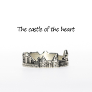 垂直原创设计《心灵城堡》s925纯银情侣男女对戒指个性创意礼物品