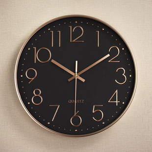 北欧静音挂钟创意时尚客厅走廊立体数字刻度时钟塑料钟表12寸30CM