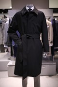 BON韩国22年春季折扣黑色单排扣双层领宽松中长青年风衣外套