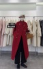 红色立领双面羊毛大衣女2023年秋冬季时尚流行长款羊毛呢外套