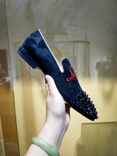 欧美agzcl男鞋铆钉低帮红底单鞋电脑绣皮鞋时尚潮流绅士鞋运动鞋