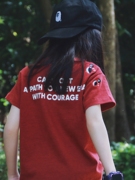 日系DD小企鹅T恤2024夏季儿童纯棉短袖t恤红色中大童半袖体恤