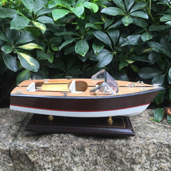木制快艇游艇模型工艺船装饰品办公室摆件一帆风顺
