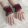 lolita洛丽塔红玫瑰蕾丝手腕套手袖女酒红玫瑰花哥特式袖套手腕花
