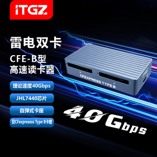 ITGZ 雷电双卡高速读卡器JHL7440主控40Gbps佳能索尼单反相机专用