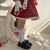 新年圣诞可爱软糯毛球獭兔毛花边儿童保暖红色本命年中筒堆堆袜子