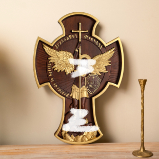 圣物大天使米迦勒迈克尔十字架，木雕壁挂工艺品摆件家居教堂挂件