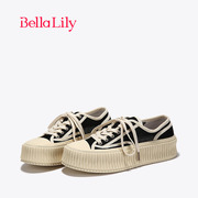 bellalily增高厚底帆布鞋，女低帮系带，板鞋百搭休闲鞋子