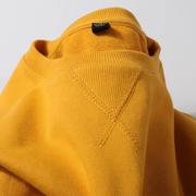340重磅厚实圆领长袖恤卫衣叠穿纯色，姜黄色(姜，黄色)纯棉白色男士上衣女