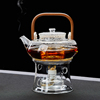 玻璃花茶壶酒精底座茶炉家用围炉功夫茶具套装加热明火烧水煮茶器