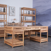 老榆木画案书桌新中式，多抽屉写字台实木桌，类禅意办公桌仿古书房