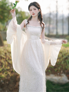 法式高级感重工流苏亮片，连衣裙夏装2024优雅气质白色吊带长裙