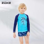 zoke洲克儿童泳衣男童分体套装长袖防晒卡通中大童沙滩度假游泳衣