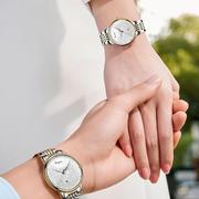 表皮带情侣表品牌对表一男一防水情侣手表，瑞士机械全自动女