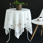 唯米99简约现代方形餐桌，布艺白色圆桌垫欧式田园，蕾丝小圆形台布