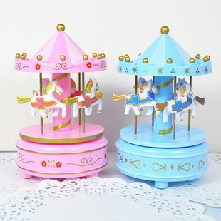旋转木马音乐盒生日蛋糕装饰摆件儿童少女心生日派对礼物女孩玩具