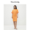 新能量色彩玛丝菲尔2024春季橙色简约圆领短袖长款T恤裙