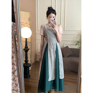 EIA一尧新中式国风复古清冷气质长衫+吊带连衣裙设计感两件套