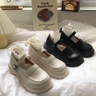 小sun家白色英伦小皮鞋，女2024春季日系法式厚底玛丽珍jk单鞋