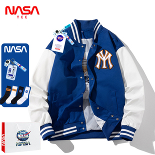 NASA联名棒球服男秋冬加厚棉衣ins大码宽松休闲飞行潮牌夹克外套