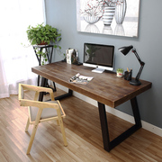 loft复古铁艺实木书桌简约电脑桌椅组合书桌写字台办公桌工作桌子