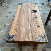 老榆木桌子实木板，复古茶桌茶台长条餐桌，家用原木桌面吧台长桌书桌