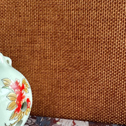 日式草编亚麻无缝墙布，c杏仁色中式加厚粗麻布壁布棕黄色棕咖色暖