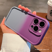渐变灰紫色适用苹果14手机壳15软硅胶iphone14promax全包精孔12防摔11肤感Xs磨砂XR小众8plus高级感7撞色拼接